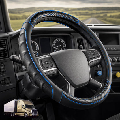 18 Inch Semi Truck Steering Wheel Cover for Freightliner Cascadia, Kenworth T680 T880, Peterbilt 579 & Volvo VNL – Heavy Duty Anti-Slip Leather Grip for Big Rig Class 8 Trucks