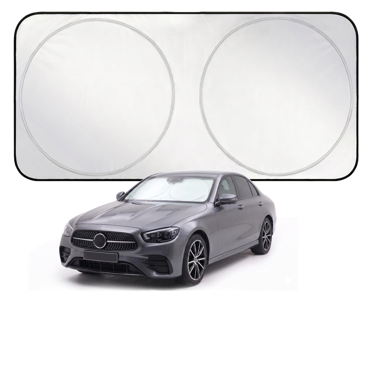 EzyShade Windshield Sun Shade with Shield-X Reflective Technology. See Vehicle Size-Chart. Foldable Car Sunshade for Front Windshield Window Car SUV Van Truck. Sun Visor Heat Shield