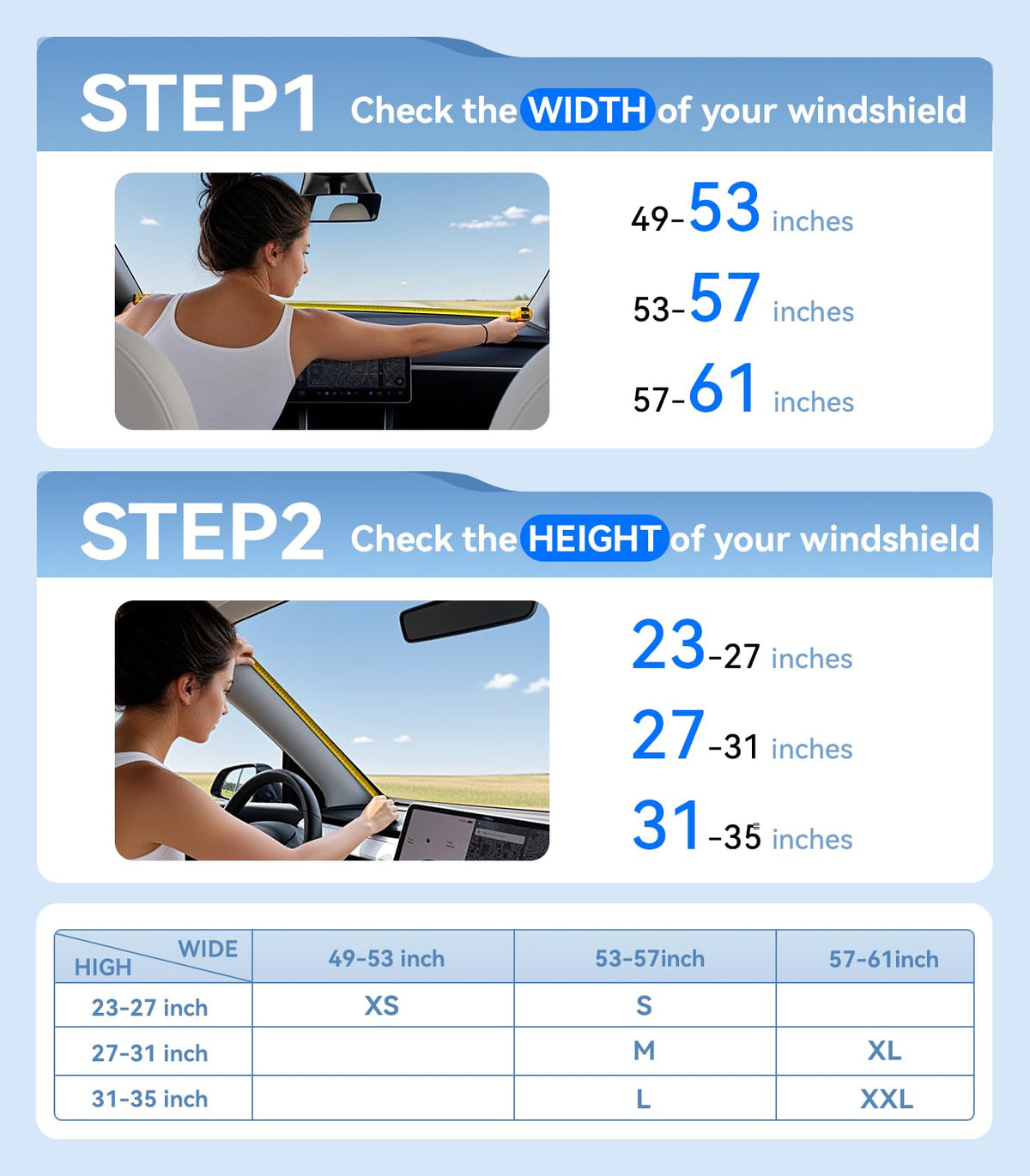 Nmoiss True Dual Layer Air Cooled Windshield Sun Shade Umbrella - [Drive to Superior Coolness & Comfort] Block 99% UV Sun Rays & Heat Damage Keep Cool and Protect Interior