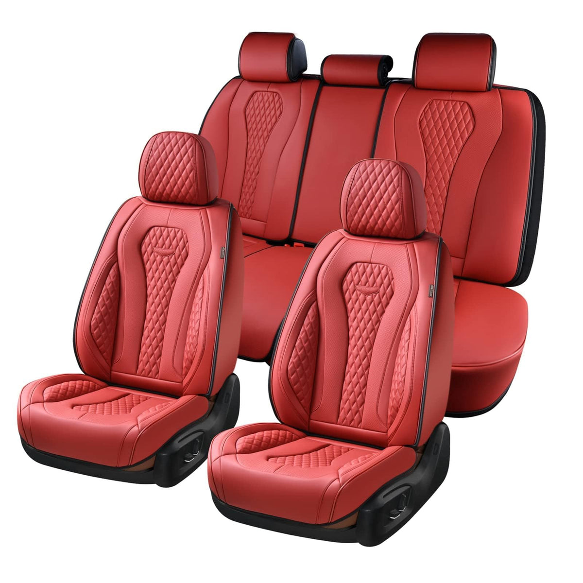 Coverado Seat Covers, Car Seat Covers Full Set, Leather Car Seat Cover, Car Seat Covers Front Seats Back Seat Cover Seat Protector Universal Fit Most Cars