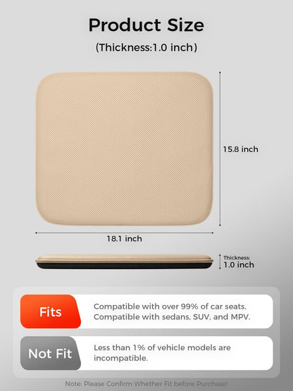 zenzenlife Car Seat Cushion – Breathable Nappa-Style Microfiber Leather & Premium Memory Foam, Non-Slip Seat Pad for Car/SUV/Truck/Office Chair,Lower Back & Hip Support