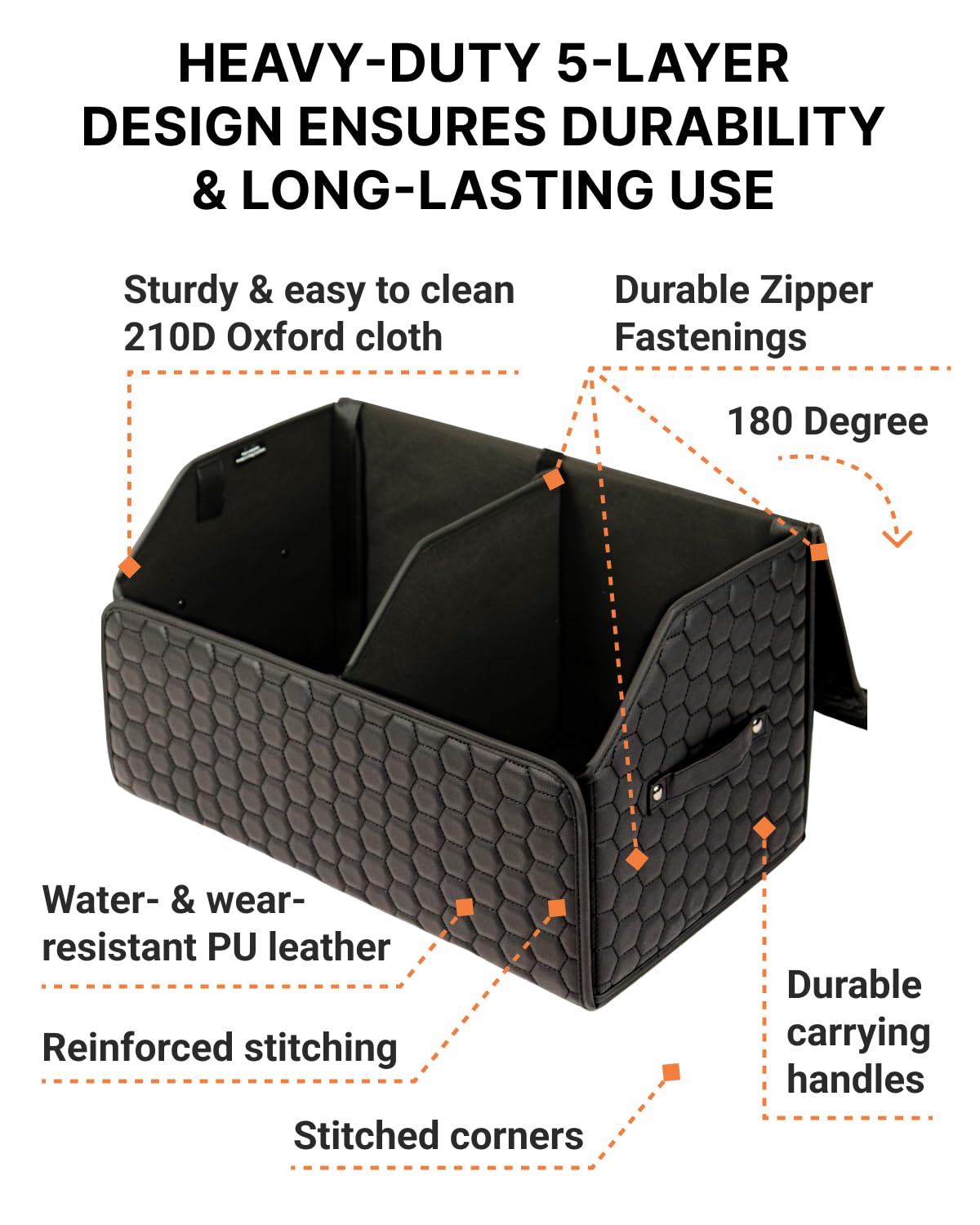 Owleys Car Trunk Organizer for SUV, Lid, PU Leather, 40L or 50L