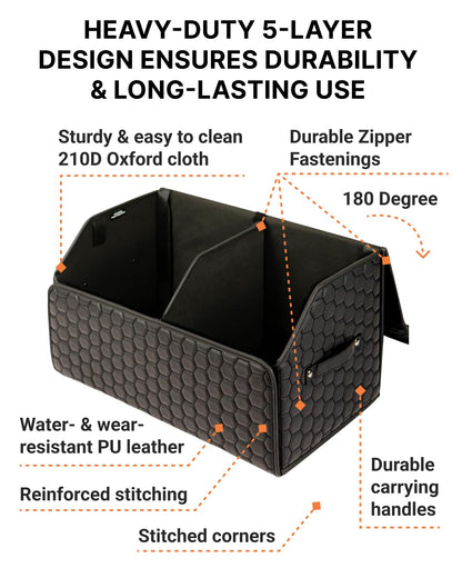 Owleys Car Trunk Organizer for SUV, Lid, PU Leather, 40L or 50L