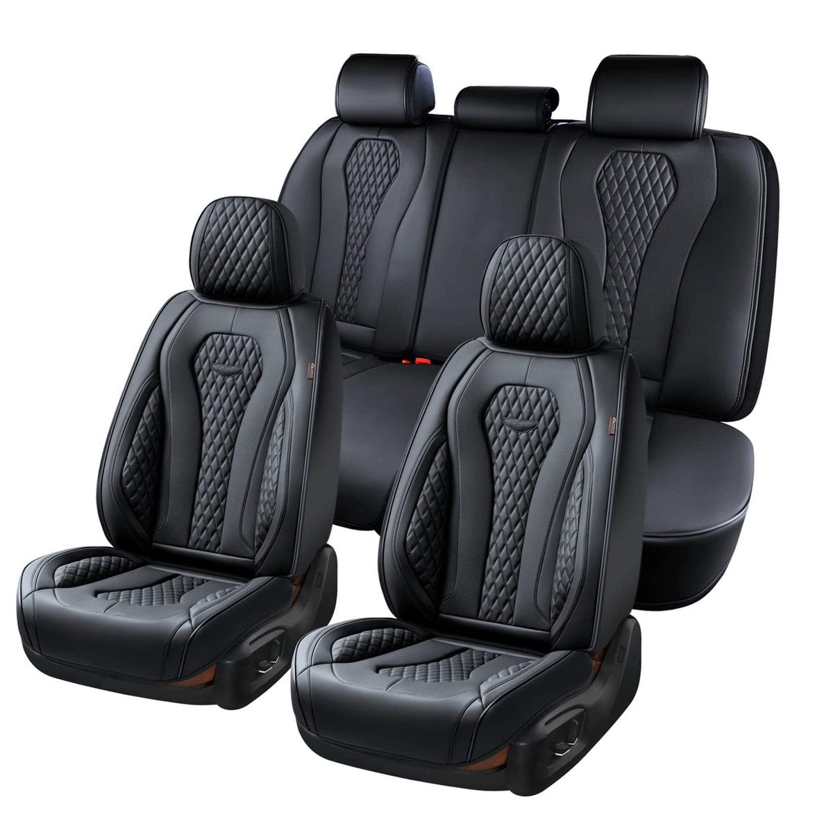 Coverado Seat Covers, Car Seat Covers Full Set, Leather Car Seat Cover, Car Seat Covers Front Seats Back Seat Cover Seat Protector Universal Fit Most Cars