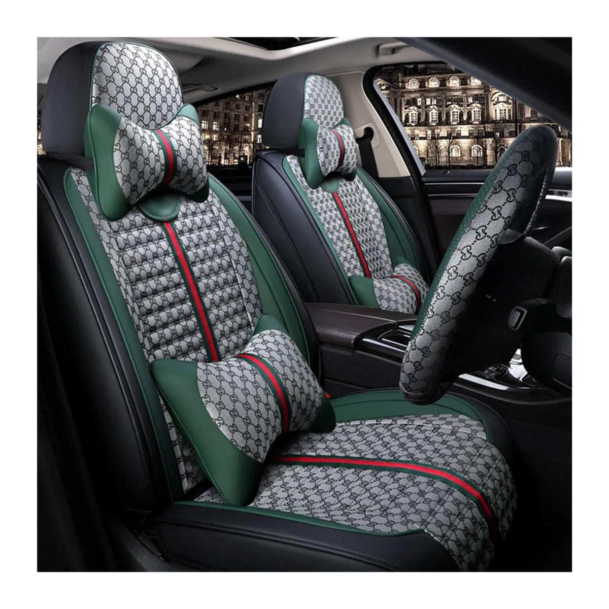 Full Set Leather Car Seat Covers with Comfort Pillows