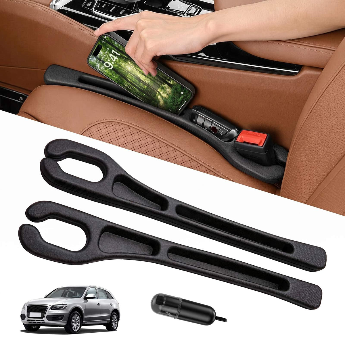 Zefirius Car Seat Gap Filler Organizer 2Pack
