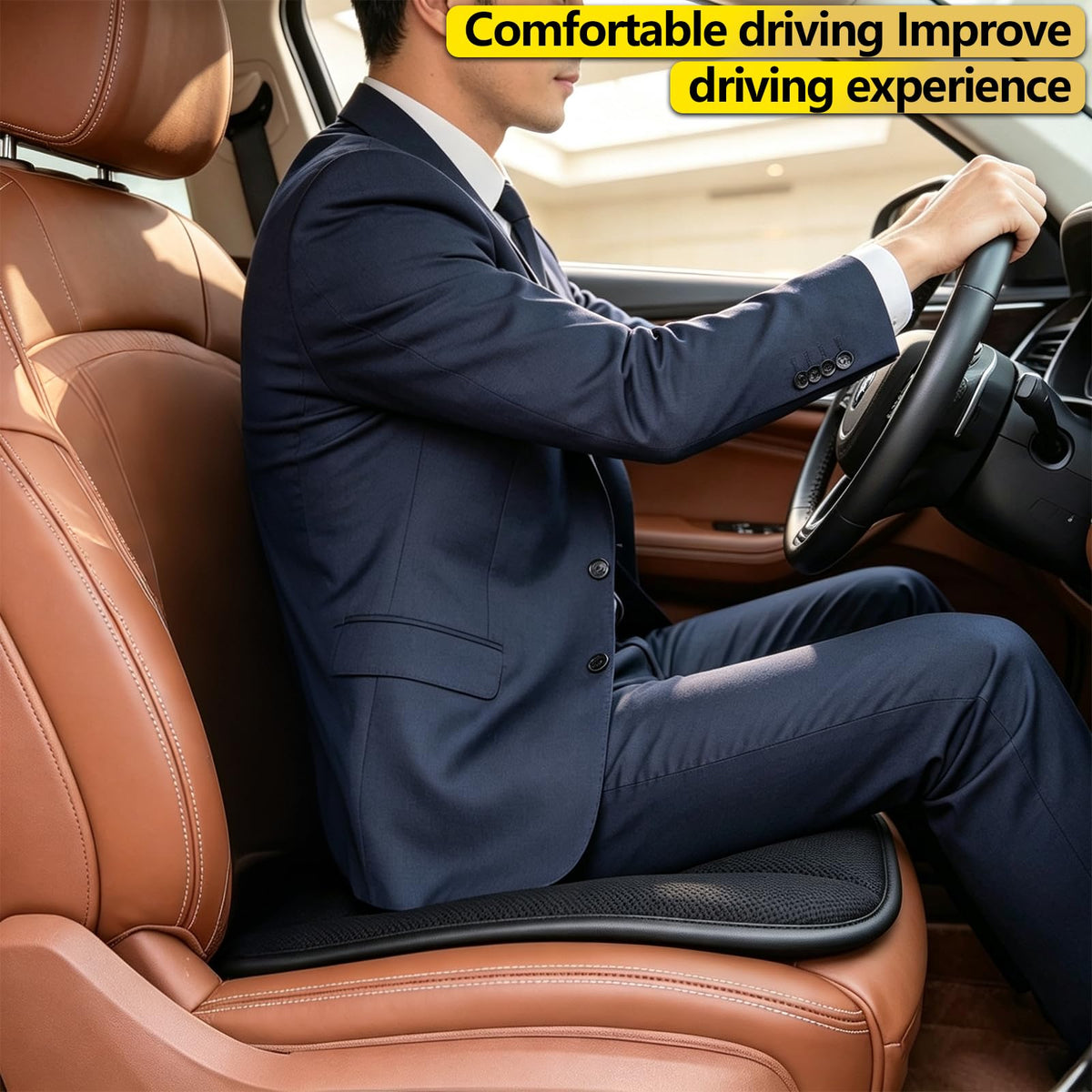 RaoRanDang Car Seat Cushion Pad for Home Use Car Driver Seat Office Chair Memory Foam Seat Cushion