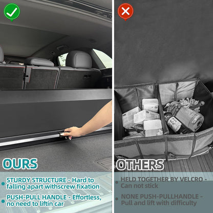Leather Car Trunk Organizer with LED Light, SUV Organizer Trunk Storage