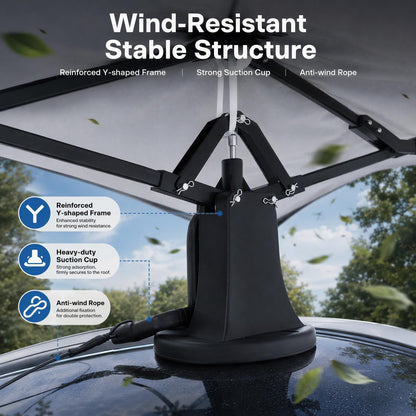 Car Sun Shade Umbrella Tent, UPF 30+ Waterproof Car Canopy Awning Cover, Wind Resistant Anti-Theft Car Protective Tent with Hydraulic Assist for Sun Rain Dust Protection