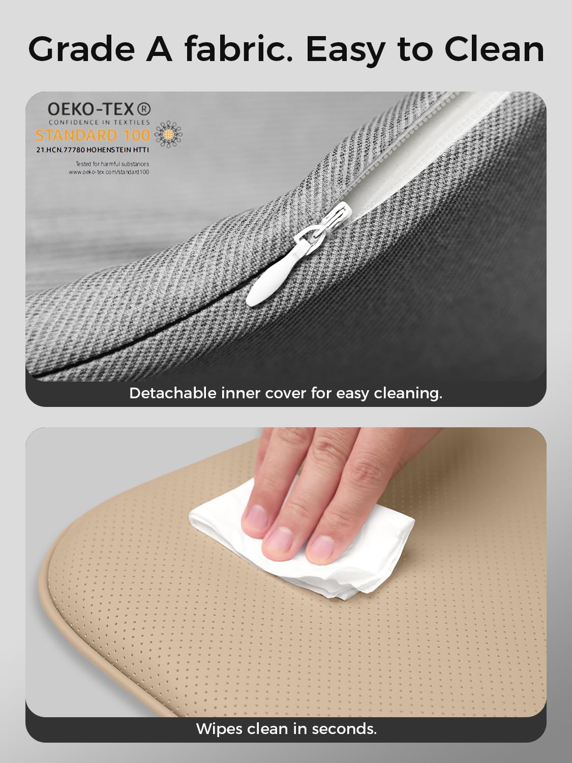 zenzenlife Car Seat Cushion – Breathable Nappa-Style Microfiber Leather & Premium Memory Foam, Non-Slip Seat Pad for Car/SUV/Truck/Office Chair,Lower Back & Hip Support