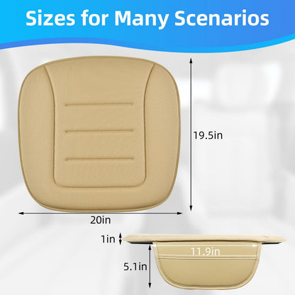 KAYI Car Seat Cushion, Comfort Memory Foam Car Cushions for Driving, Breathable Leather Surface with Anti Slip Rubber Bottom, Seat Cushion for Car and Office Chair