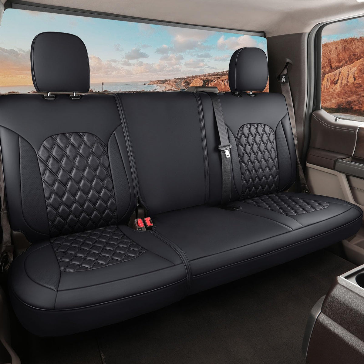 Huidasource Fit for Silverado Sierra Seat Cover, Thickened Split Nappa Leather Truck Seat Covers