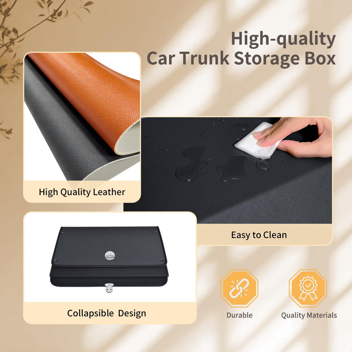 Leather Car Trunk Organizer SUV Trunk Organizer Car Trunk Storage Organizer