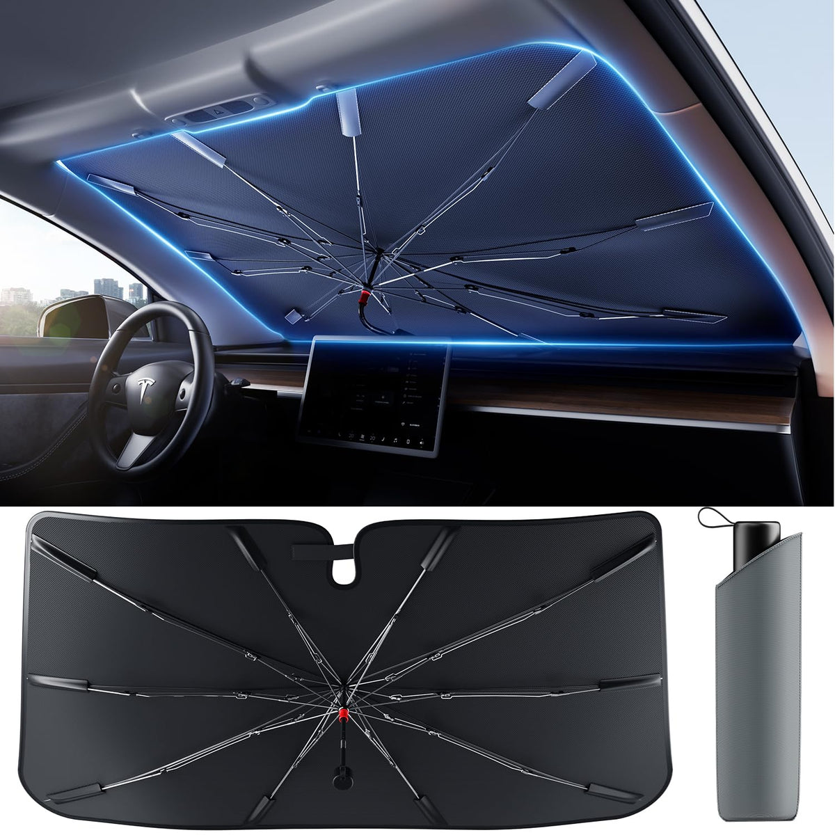 [2026 Upgraded] Weektic Custom Windshield Sun Shade Umbrella Ft