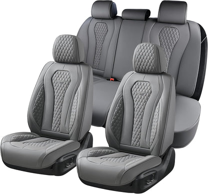 Coverado Seat Covers, Car Seat Covers Full Set, Leather Car Seat Cover, Car Seat Covers Front Seats Back Seat Cover Seat Protector Universal Fit Most Cars