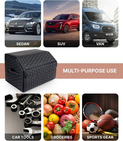 Owleys Car Trunk Organizer for SUV, Lid, PU Leather, 40L or 50L