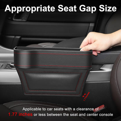Car Seat Gap Filler Organizer, 2 Pack Multifunctional Car Seat Organizer, Auto Console Side Storage Box with Cup Holders 2 Seat Hooks for Drink, Car Organizer Front Seat for Holding Phone, Sunglasses