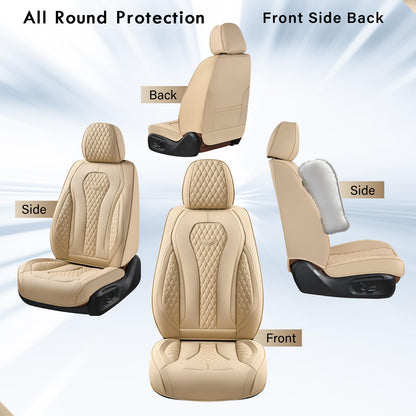 Coverado Seat Covers, Car Seat Covers Full Set, Leather Car Seat Cover, Car Seat Covers Front Seats Back Seat Cover Seat Protector Universal Fit Most Cars