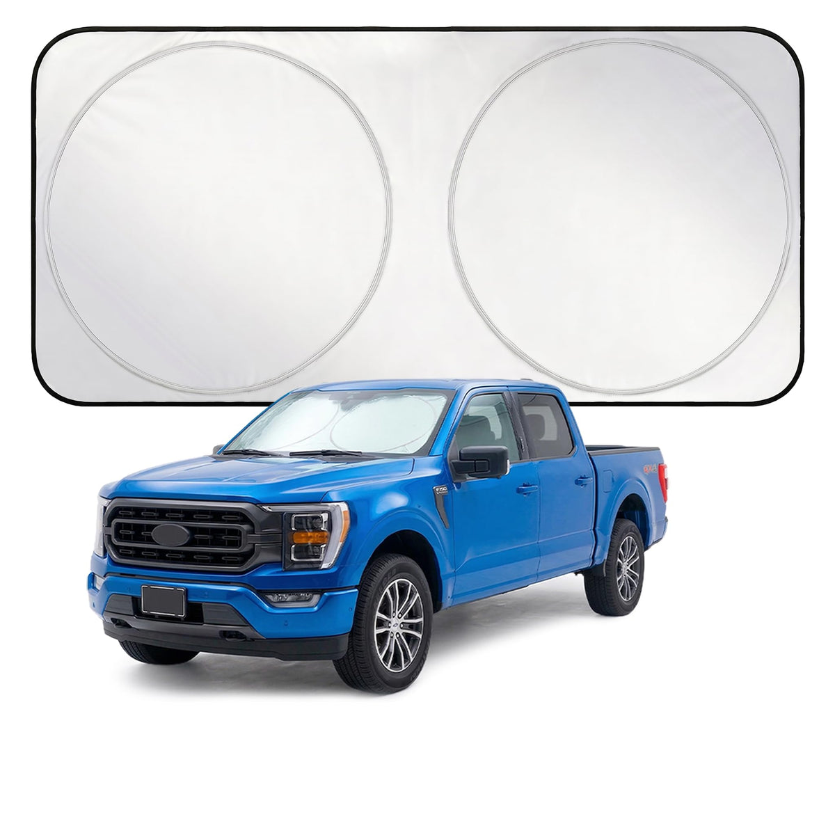 EzyShade Windshield Sun Shade with Shield-X Reflective Technology. See Vehicle Size-Chart. Foldable Car Sunshade for Front Windshield Window Car SUV Van Truck. Sun Visor Heat Shield