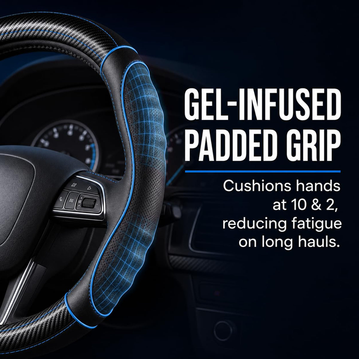 18 Inch Semi Truck Steering Wheel Cover for Freightliner Cascadia, Kenworth T680 T880, Peterbilt 579 & Volvo VNL – Heavy Duty Anti-Slip Leather Grip for Big Rig Class 8 Trucks