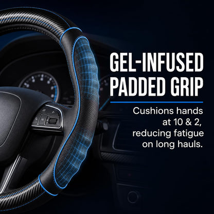 18 Inch Semi Truck Steering Wheel Cover for Freightliner Cascadia, Kenworth T680 T880, Peterbilt 579 & Volvo VNL – Heavy Duty Anti-Slip Leather Grip for Big Rig Class 8 Trucks
