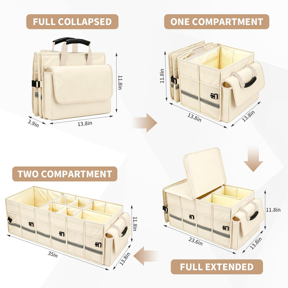 GDNasist Car Trunk Organizer and Storage for Car, SUV & Sedan