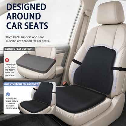 Car Seat Cushion with Lumbar Support 2 Piece Set