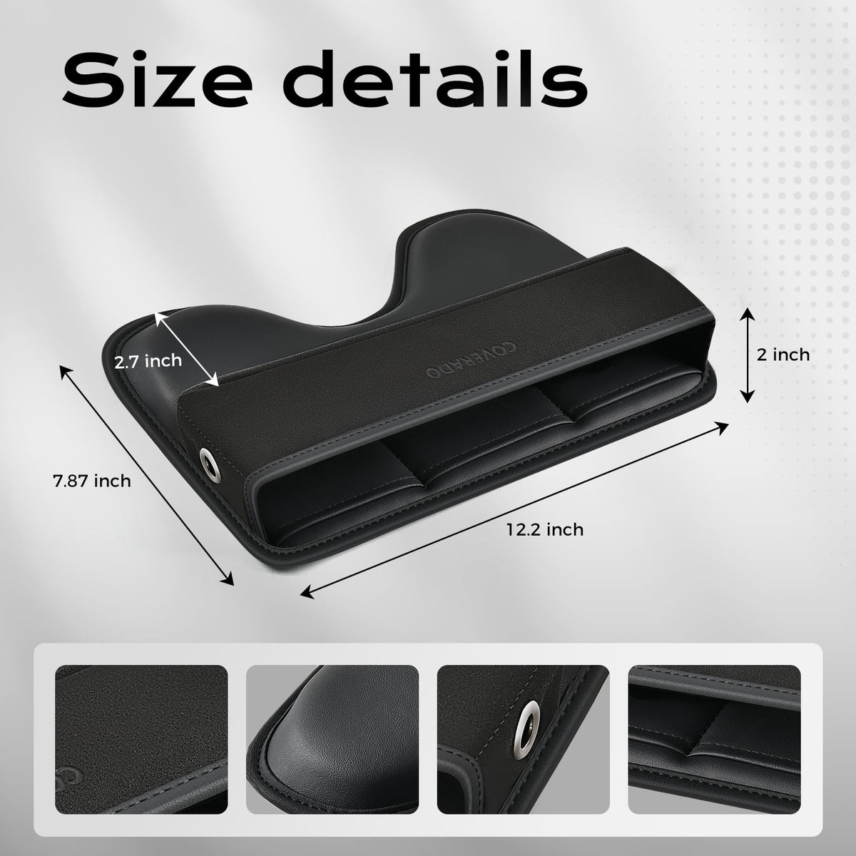 Coverado Universal Car Seat Gap Filler Organizer, Premium Suede Leather Car Seat Side Gap Filler, Seat Gap Storage Box for SUV Truck, Car Interior Accessories