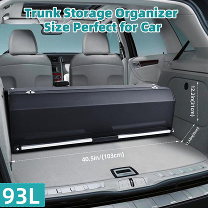 Leather Car Trunk Organizer with LED Light, SUV Organizer Trunk Storage