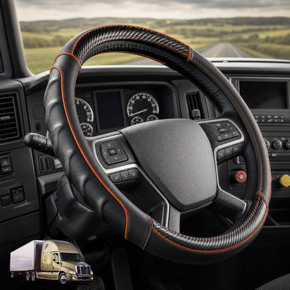 18 Inch Semi Truck Steering Wheel Cover for Freightliner Cascadia, Kenworth T680 T880, Peterbilt 579 & Volvo VNL – Heavy Duty Anti-Slip Leather Grip for Big Rig Class 8 Trucks