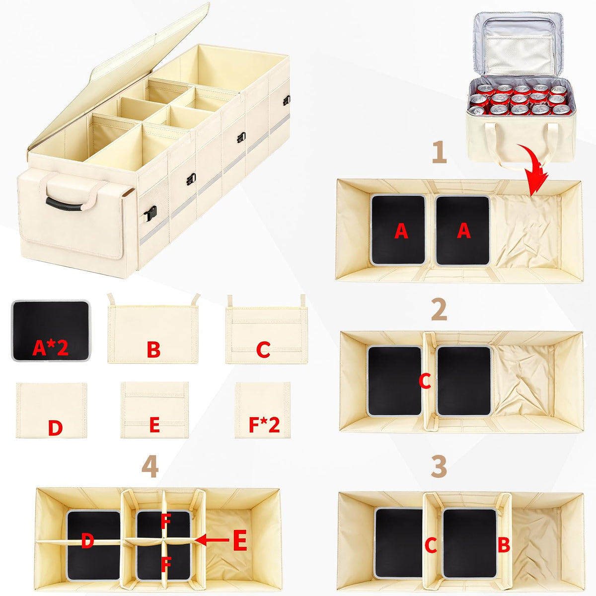 GDNasist Car Trunk Organizer and Storage for Car, SUV & Sedan