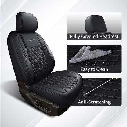 Huidasource Fit for Silverado Sierra Seat Cover, Thickened Split Nappa Leather Truck Seat Covers