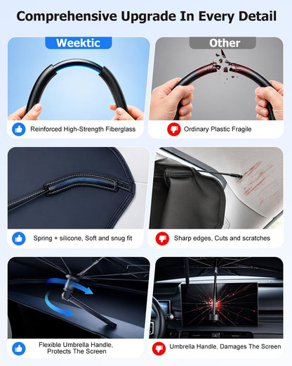 [2026 Upgraded] Weektic Custom Windshield Sun Shade Umbrella Ft