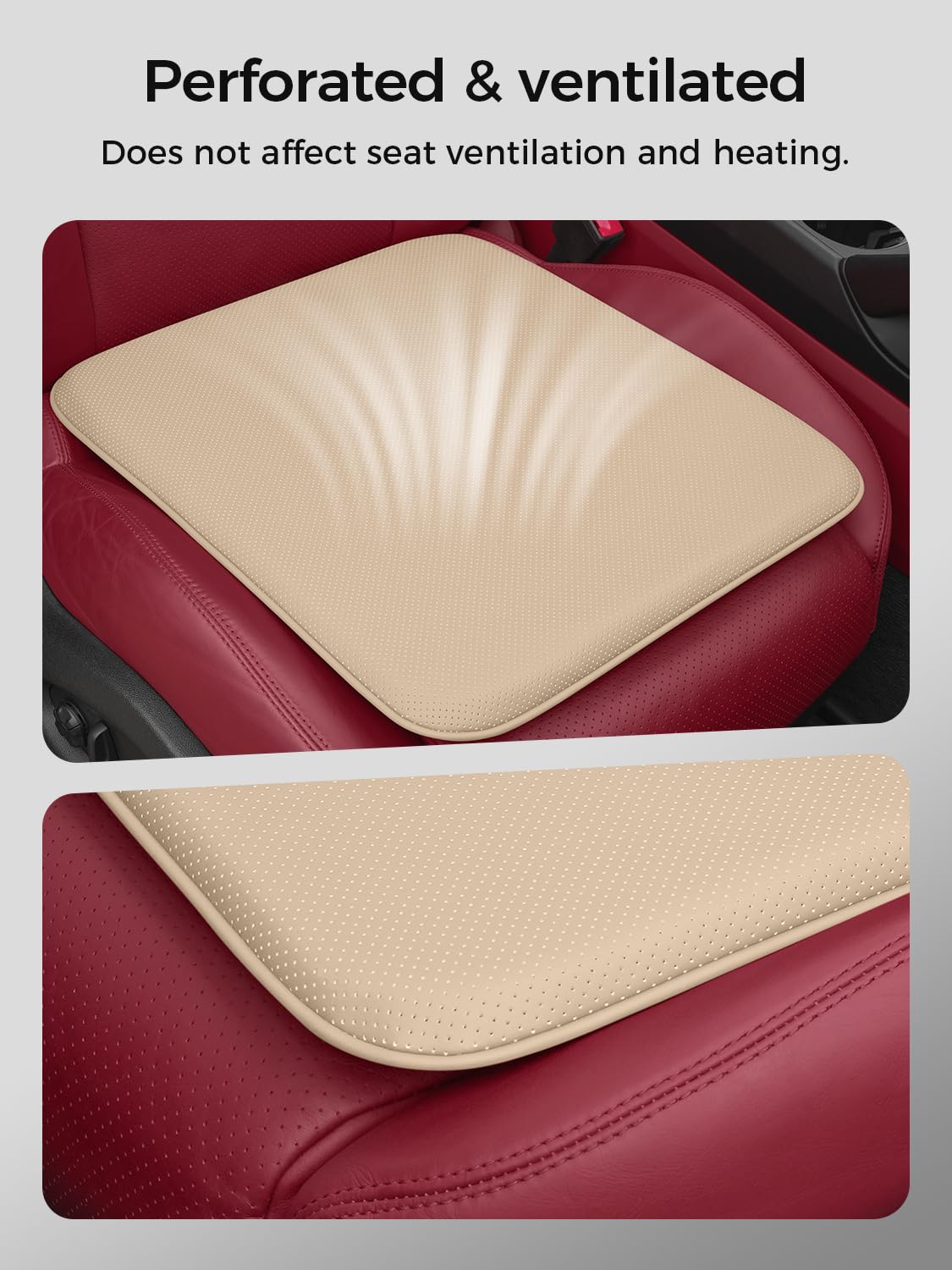 zenzenlife Car Seat Cushion – Breathable Nappa-Style Microfiber Leather & Premium Memory Foam, Non-Slip Seat Pad for Car/SUV/Truck/Office Chair,Lower Back & Hip Support