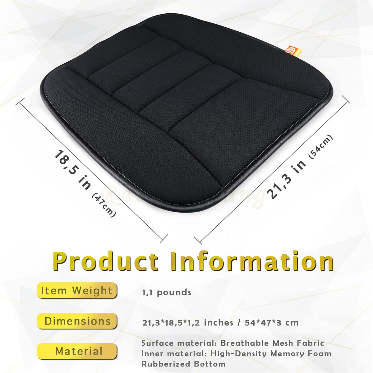 RaoRanDang Car Seat Cushion Pad for Home Use Car Driver Seat Office Chair Memory Foam Seat Cushion