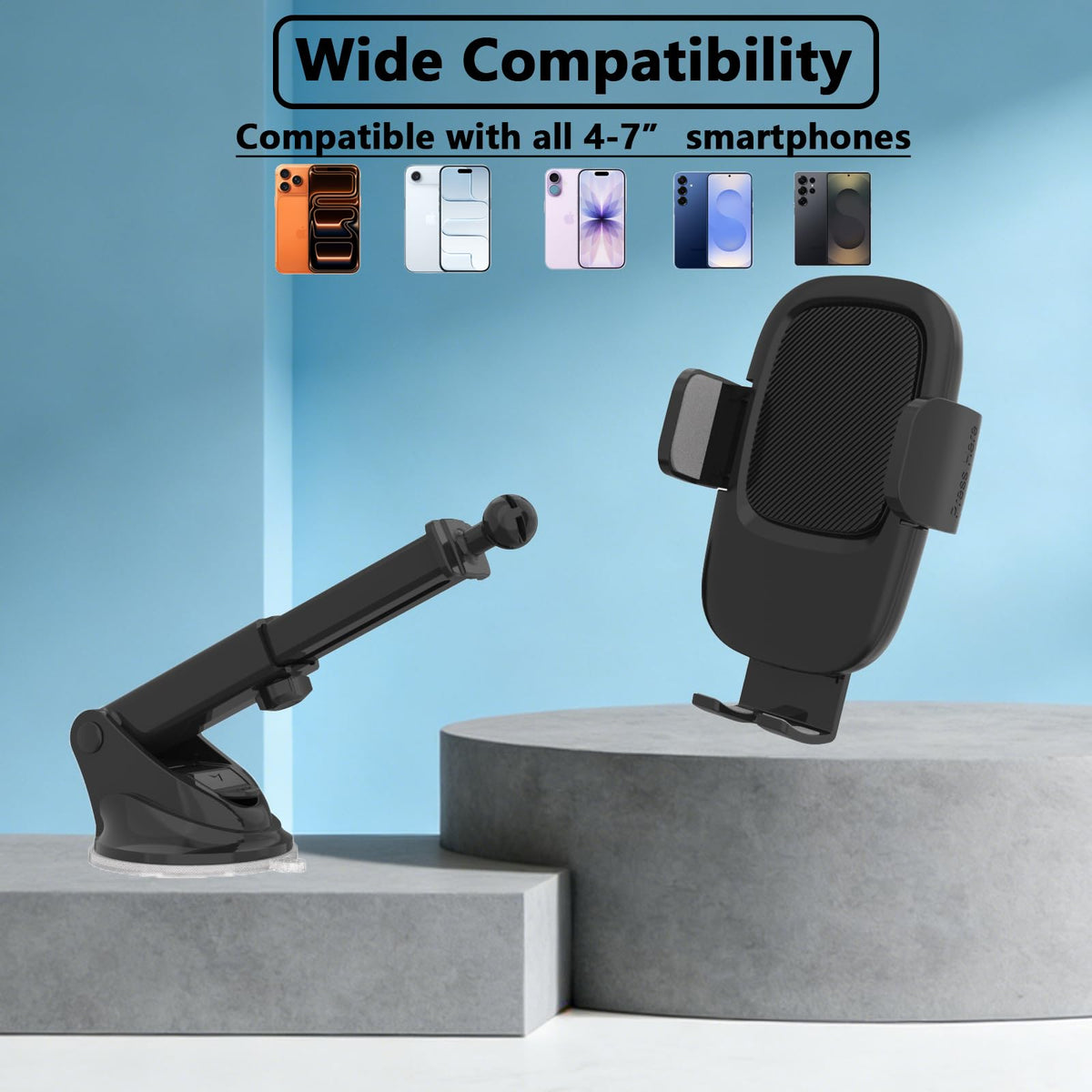 Slognny Car Phone Holder, [Ultra Strong Suction Cup] 360°Adjustable Phone Mount for Universal Car Windshield Compatible with iPhone 17 Pro Max and More Smartphones