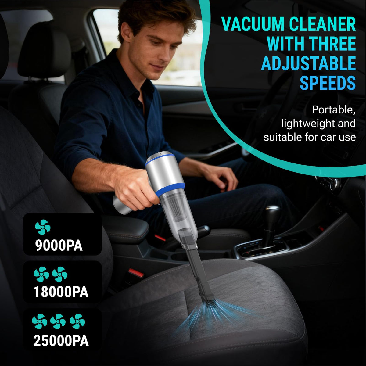 Yomile Mini Vacuum Cleaner, 2 in 1 25000PA Brushless Car Vacuum Air Duster 9000mAh Battery Air Blower Handheld Vacuum for Car,Office and Home