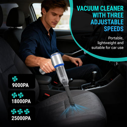 Yomile Mini Vacuum Cleaner, 2 in 1 25000PA Brushless Car Vacuum Air Duster 9000mAh Battery Air Blower Handheld Vacuum for Car,Office and Home