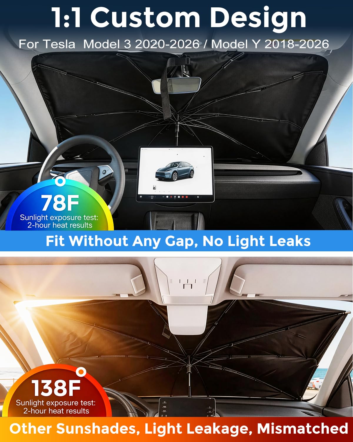 [2026 Upgraded] Weektic Custom Windshield Sun Shade Umbrella Ft