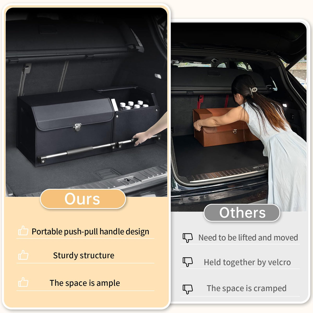 Leather Car Trunk Organizer SUV Trunk Organizer Car Trunk Storage Organizer