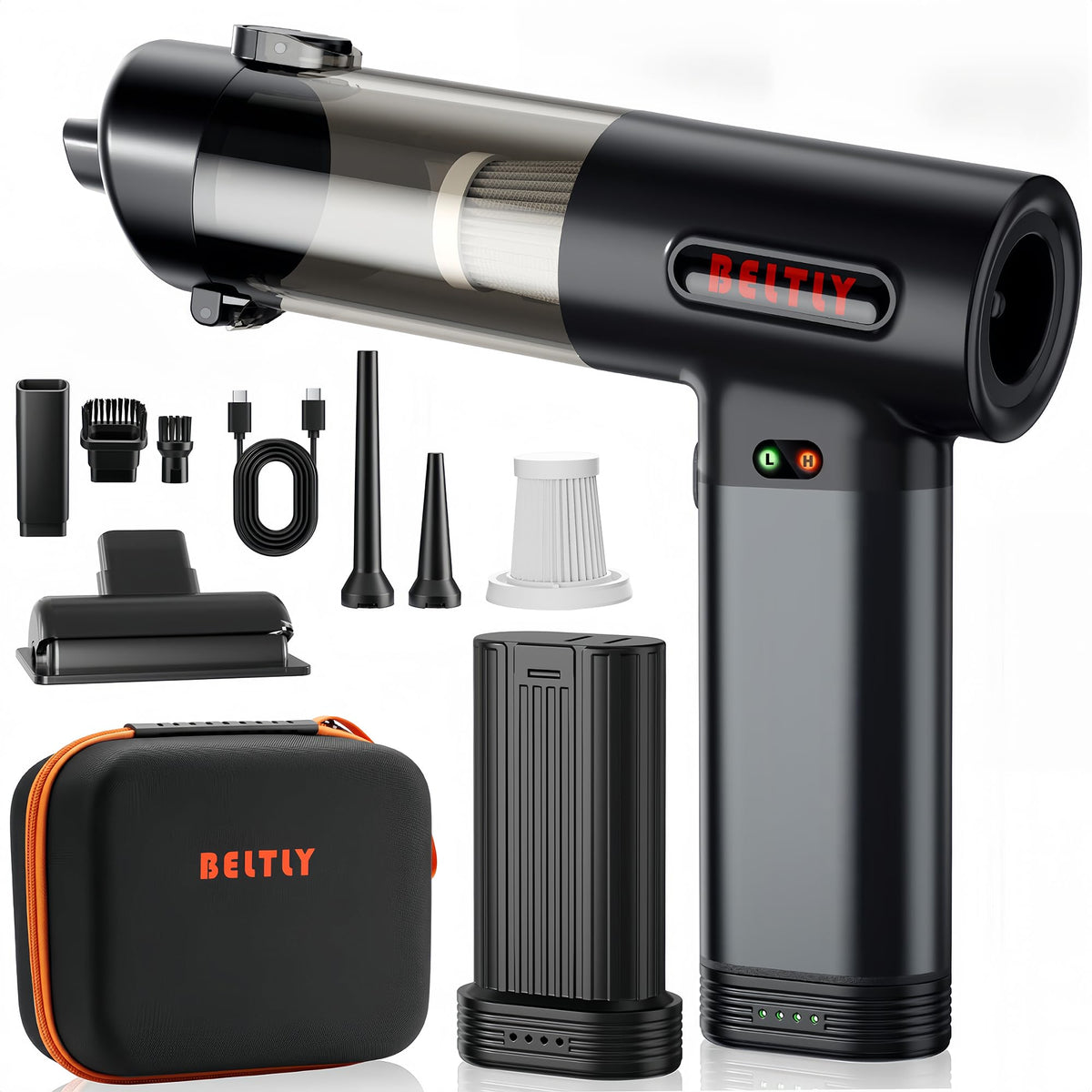 BELTLY FT55 Portable Car Vacuum with Removable Battery 19kPa Suction Power