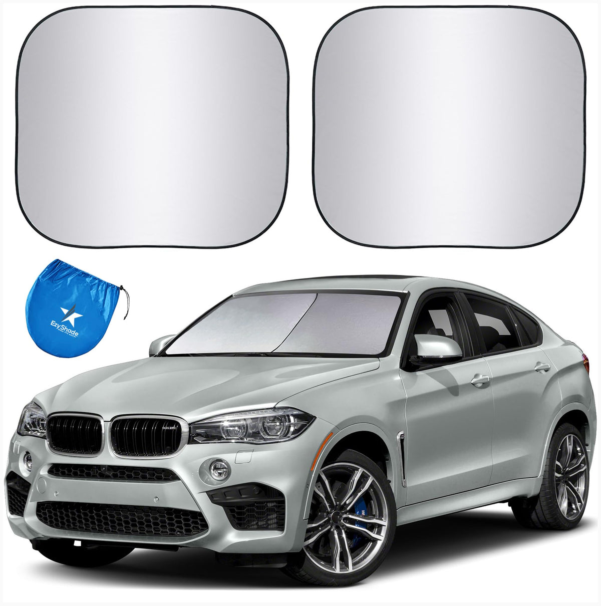 EzyShade Windshield Sun Shade with Shield-X Reflective Technology. See Vehicle Size-Chart. Foldable Car Sunshade for Front Windshield Window Car SUV Van Truck. Sun Visor Heat Shield