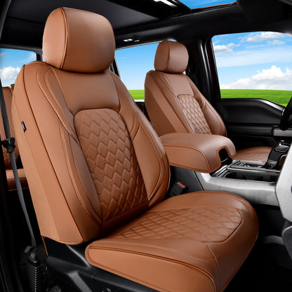 Huidasource Fit for Silverado Sierra Seat Cover, Thickened Split Nappa Leather Truck Seat Covers