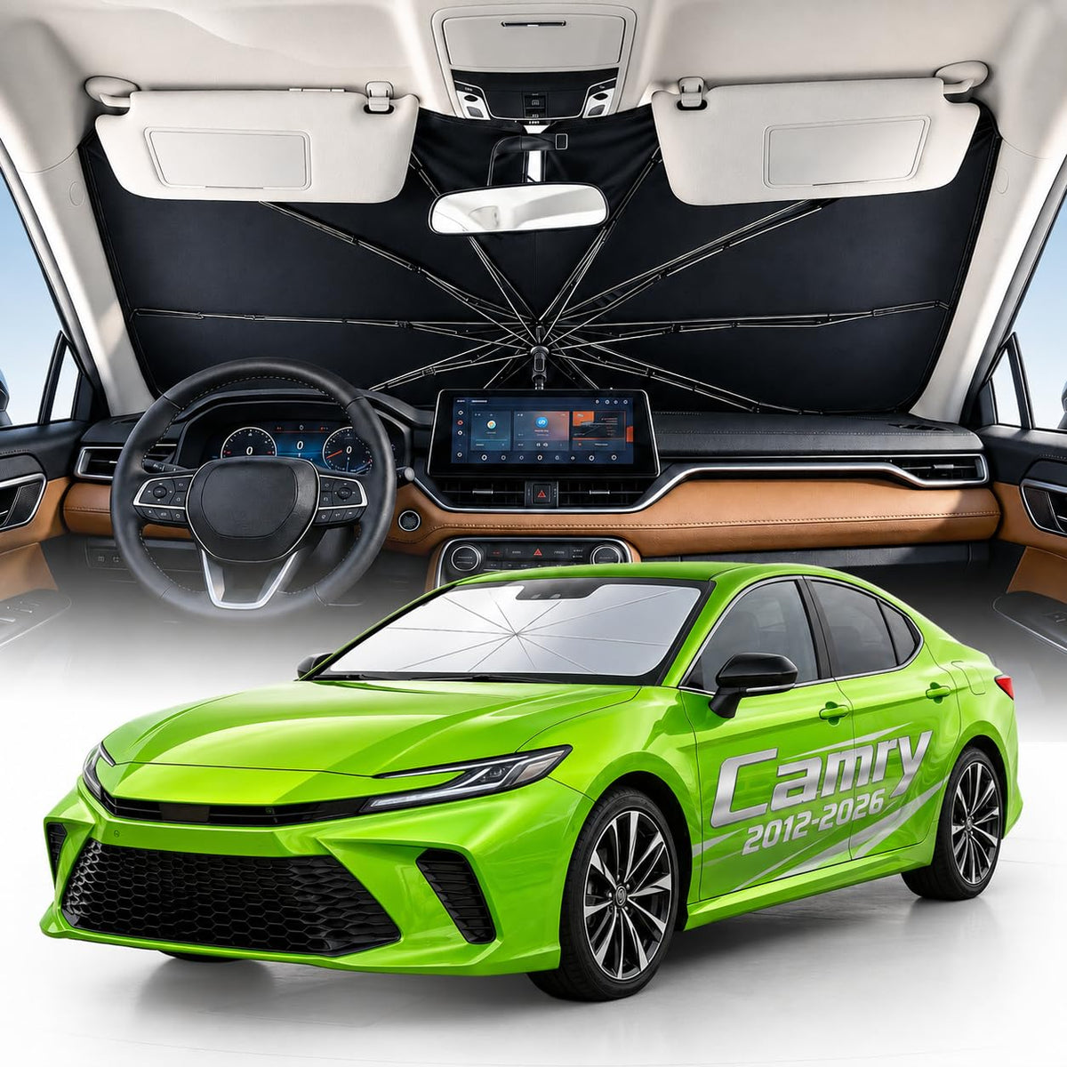 [2026 Upgraded] Weektic Custom Windshield Sun Shade Umbrella Ft