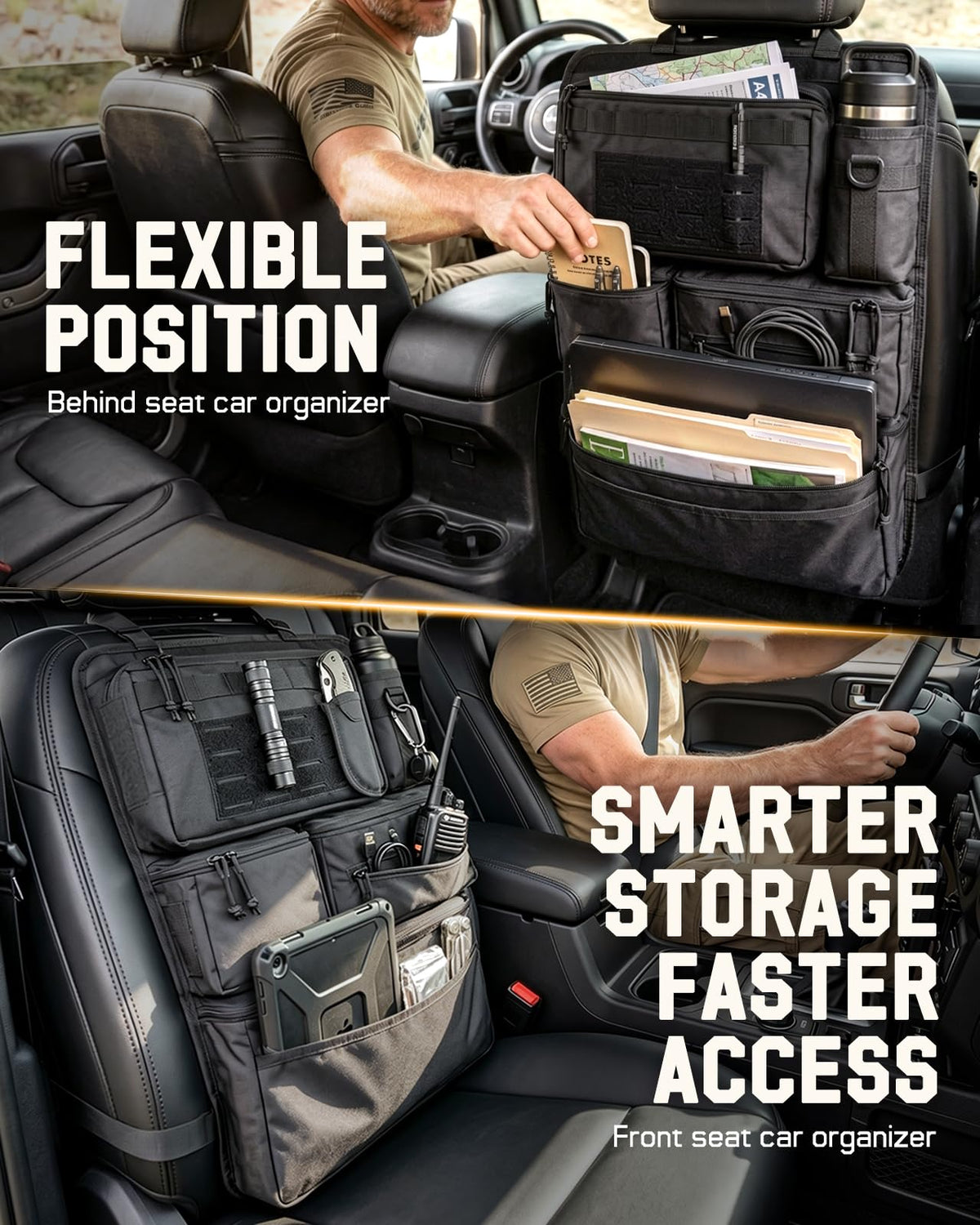 Pitozer All in One Car Seat Back Organizer Fit Most Cars SUV Trucks Jeeps