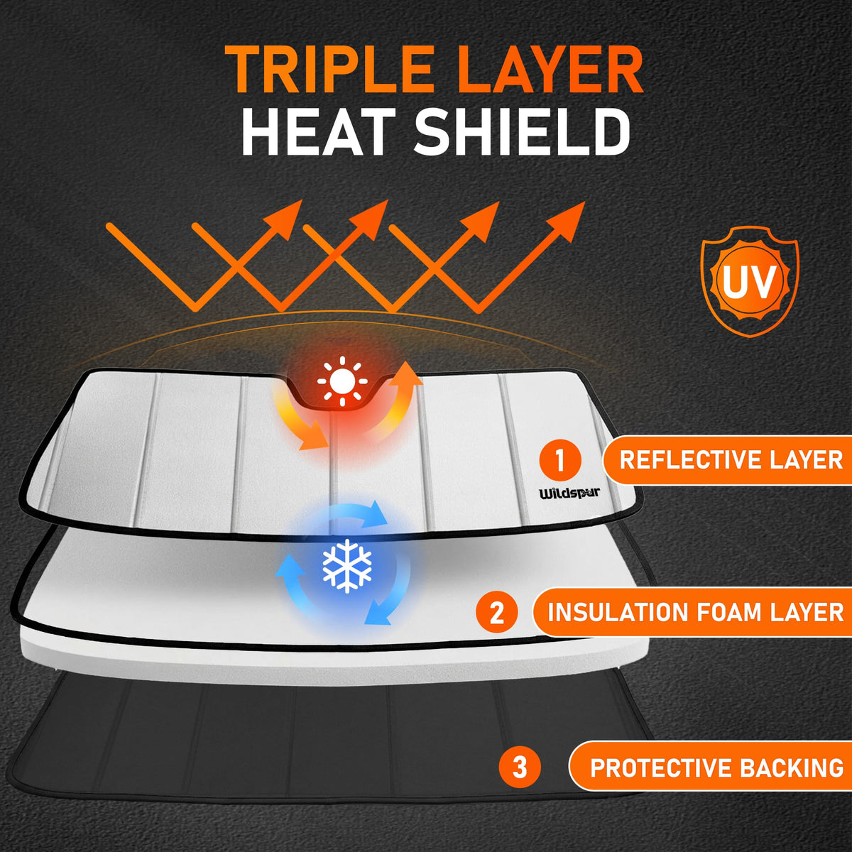 Windshield Sun Shade for Lexus RX - Triple Laminate Front Window Sunshade - Accordion Folding Design with Storage Bag