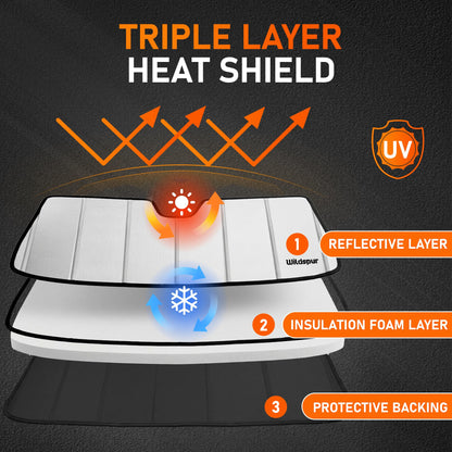 Windshield Sun Shade for Lexus RX - Triple Laminate Front Window Sunshade - Accordion Folding Design with Storage Bag