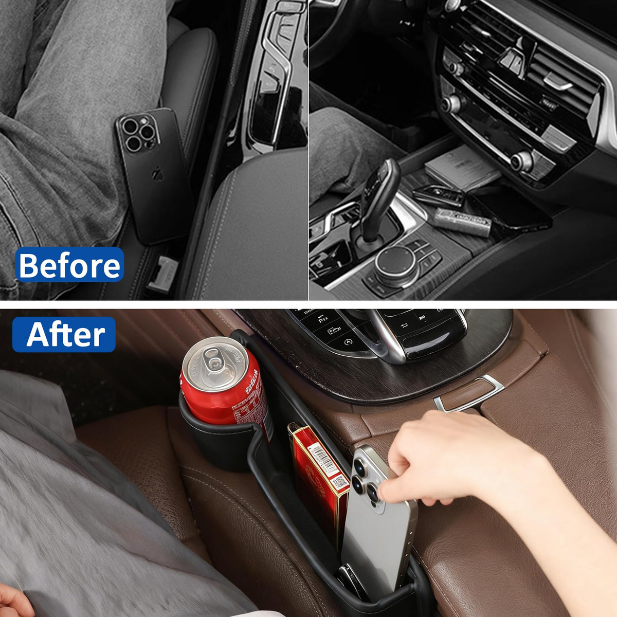 Car Seat Gap Filler Organizer with Cup Holder