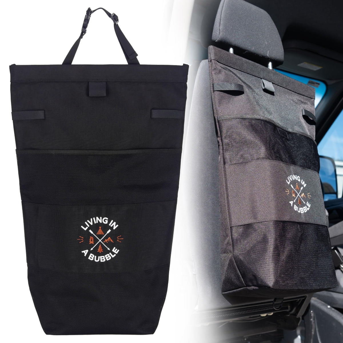 Living in a Bubble Premium Seat Back Organizer Storage for Campervans and Cars