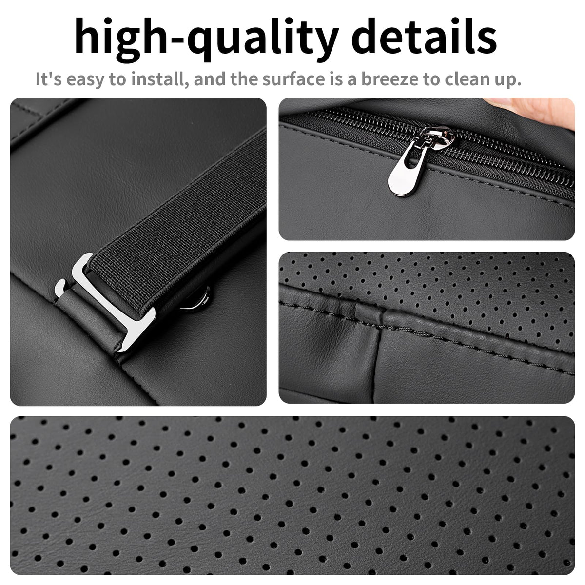 Quintor Genuine Nappa Leather Neck Pillow for Tesla Model Y/3/X/S, Car Seat Headrest Cushion 2-Pack, True Height & Thickness Adjustable, with Luxury Gift Box